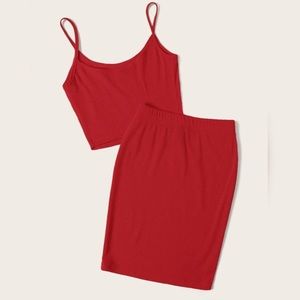 Red Cami & Skirt Set